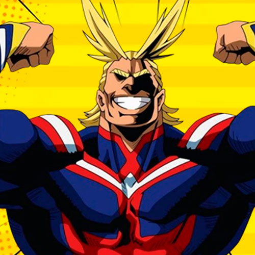 Imagen de all might flexionando sus musculos del anime my hero academia.