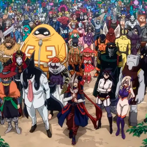 Imagen de varios super héroes del anime my hero academia.