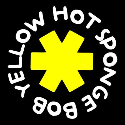 Yellow hot Sponge Bob, comic. Fondo oscuro.