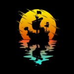 Vogue pirate ship at sunset