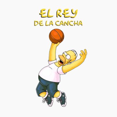 Padre dibujos animados, jugando al baloncesto, frase en español