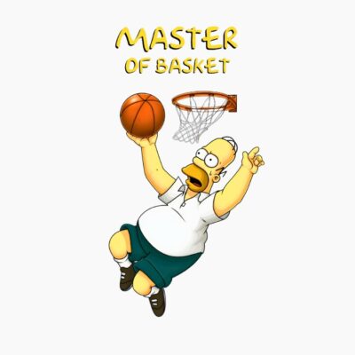 Padre dibujos animados, jugando al baloncesto, frase en  inglés