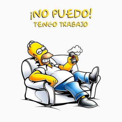 Padre dibujos animados, sofa y cerveza, no puedo tengo trabajo