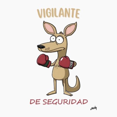 canguro boxeador, vigilante de seguridad