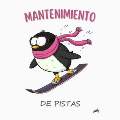 Pinguino esquiando, mantenimiento de pistas