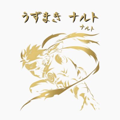 Ninja famoso, tonos dorados, pose de acción