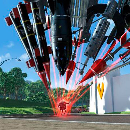 Imagen de misiles apuntando a gru en la película gru: mi villano favorito.