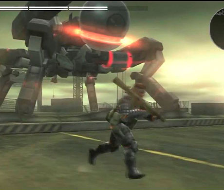 Imagen de Snake enfrentándose al Metal Gear Peacewalker.