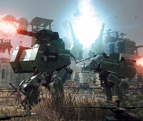 Imagen de mechas disparando en el juego Metal Gear Survive.