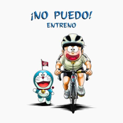 Gato y niño anime haciendo ciclismo de carretera