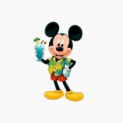 Ratón famoso disfrutando de un refresco veraniego