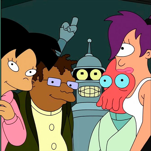 Imagen de los protagonistas de la serie futurama.