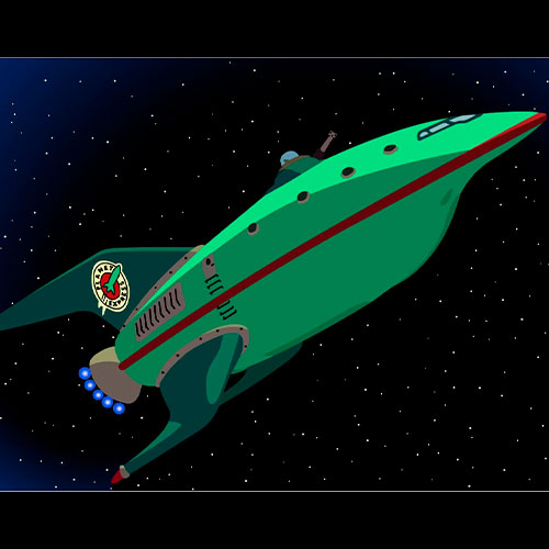 Imagen de la nave espacial de planet express de la serie futurama.