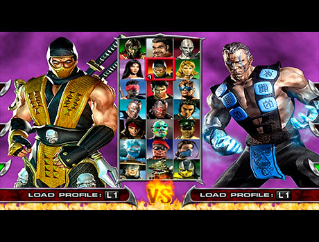 Imagen de la pantalla de selección de personaje en el juego Mortal Kombat: Deadly Alliance.
