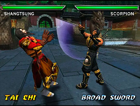 Imagen de Shant Sung enfrentándose a Scorpion en el juego Mortal Kombat: Deadly Alliance.