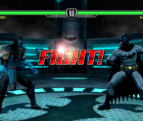 Imagen de Sub-Zero enfrentándose a Batman en el juego Mortal Kombat vs. DC Universe.