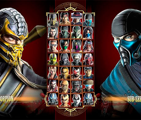 Imagen de la pantalla de selección de personaje en el juego Mortal Kombat 9.