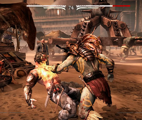 Imagen de Kano enfrentándose a Kotal Khan en el juego Mortal Kombat X.