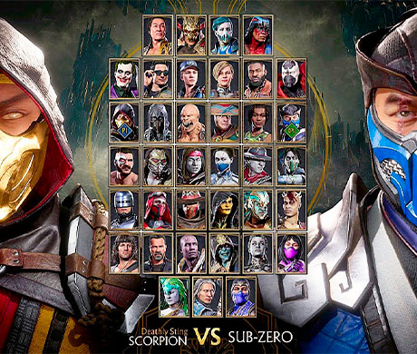 Imagen de la pantalla de selección de personaje en el juego Mortal Kombat 11.