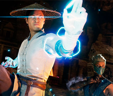 Imagen de Raiden y su acompañante Frost en el juego Mortal Kombat 1.