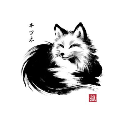 Fox Resting sumi-e