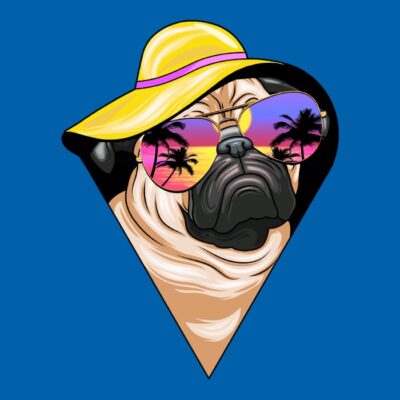 Pug Dog summer tropical glasses