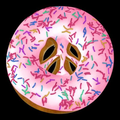 Pink Peace Symbol Glazed Donut Illustration