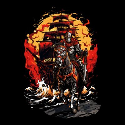 Man on Horse + Burning Ship