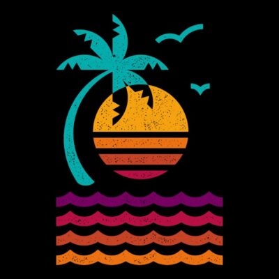 80s sunset beach