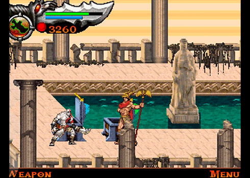 Imagen de Kratos enfrentándose a Ceryx en el juego God of War: Betrayal.