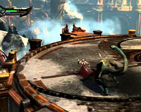 Imagen de Kratos luchando contra un enemigo en el juego God of War: Ascension.