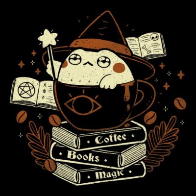 Cute Witch Frog Coffee Books Magic