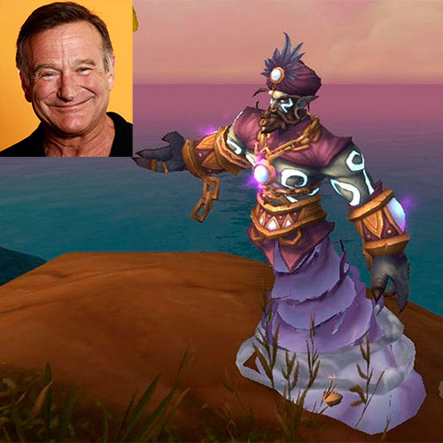 Imagen de monumento en honor al actor robin willians en el juego world of warcraft.