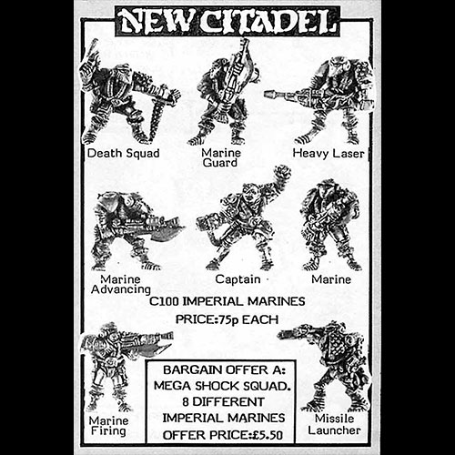 Imagen de las primeras miniaturas de los Space Marines.