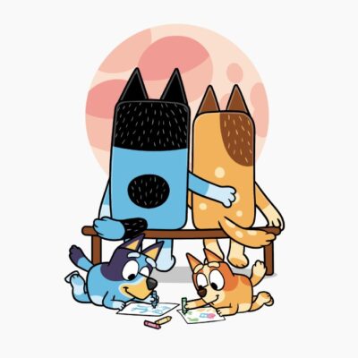 Heelers gazing at the moon