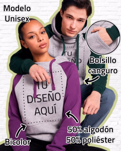Sudadera Bicolor Con Capucha Unisex