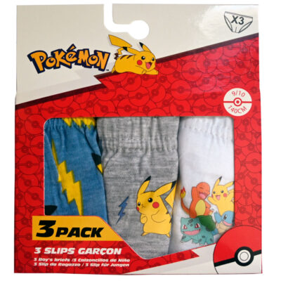 Pack de 3 Slips Niño Pokemon Bulbasaur Charmander regalo original
