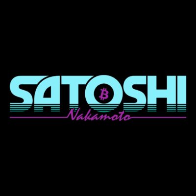 Satoshi nakamoto in retro 80s style for bitcoin fans