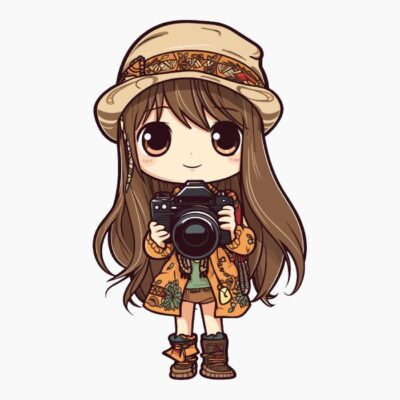 Chica Boho Fotógrafa con cámara de fotos 006