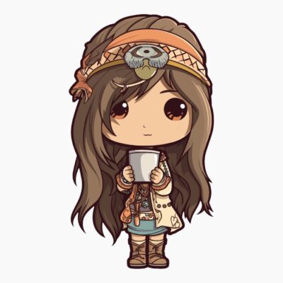 Chica Boho chibi tomando leche 020