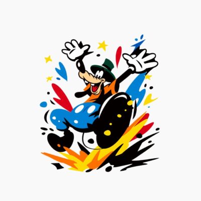 Perro Famoso en estilo pop art vintage retro, en un splash de colores