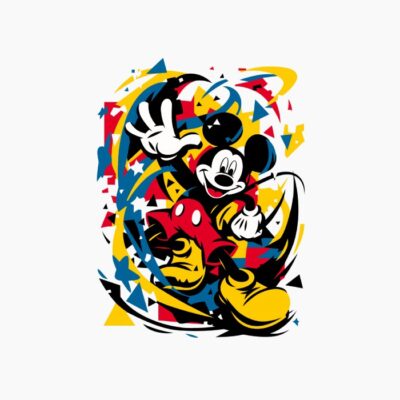 Ratón famoso en estilo pop art, retro vintage en un splash de colores