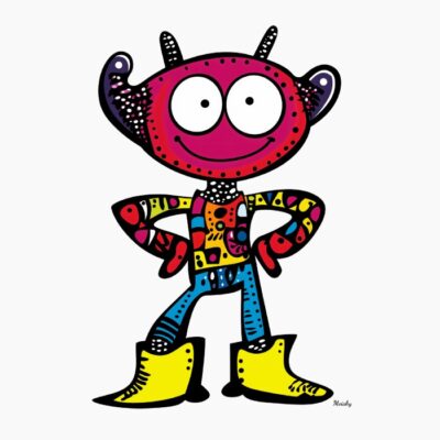 Divertido Alien Colorido con Estilo Juguetón