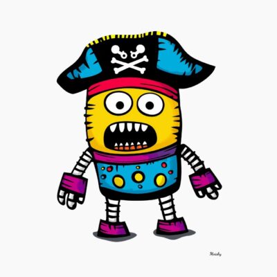 Robot Pirata Divertido con Colores Vibrantes