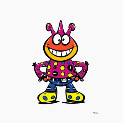 Alien Divertido con Lunares y Colores Vibrantes