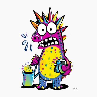 Dinosaurio Divertido con Colores y una jardinera