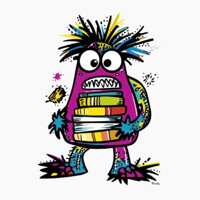 Monstruo Divertido con Libros y Colores Vibrantes