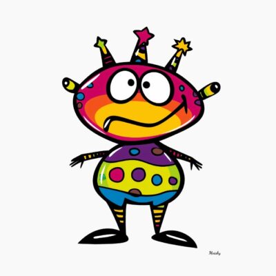 Alien Divertido con Colores Arcoíris y Detalles Estelares