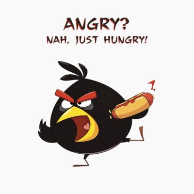 Black Negro de Pájaro Cabreado tomando un perrito caliente