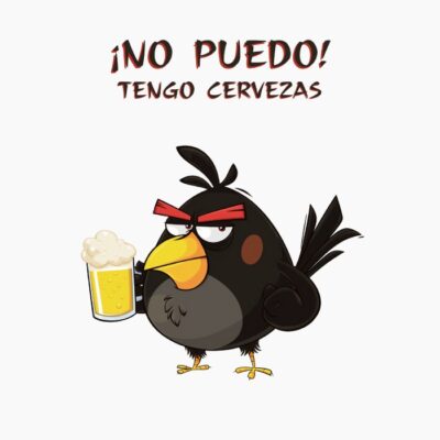 Black Negro de Pájaro Cabreado tomándose una cerveza